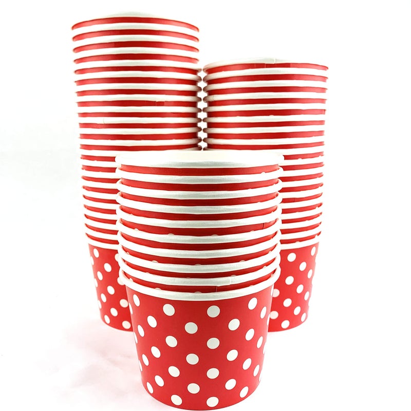Worlds Paper Ice Cream Cups Polka Dot Paper Yogurt Cups 8oz Red 50 pack - Image 2